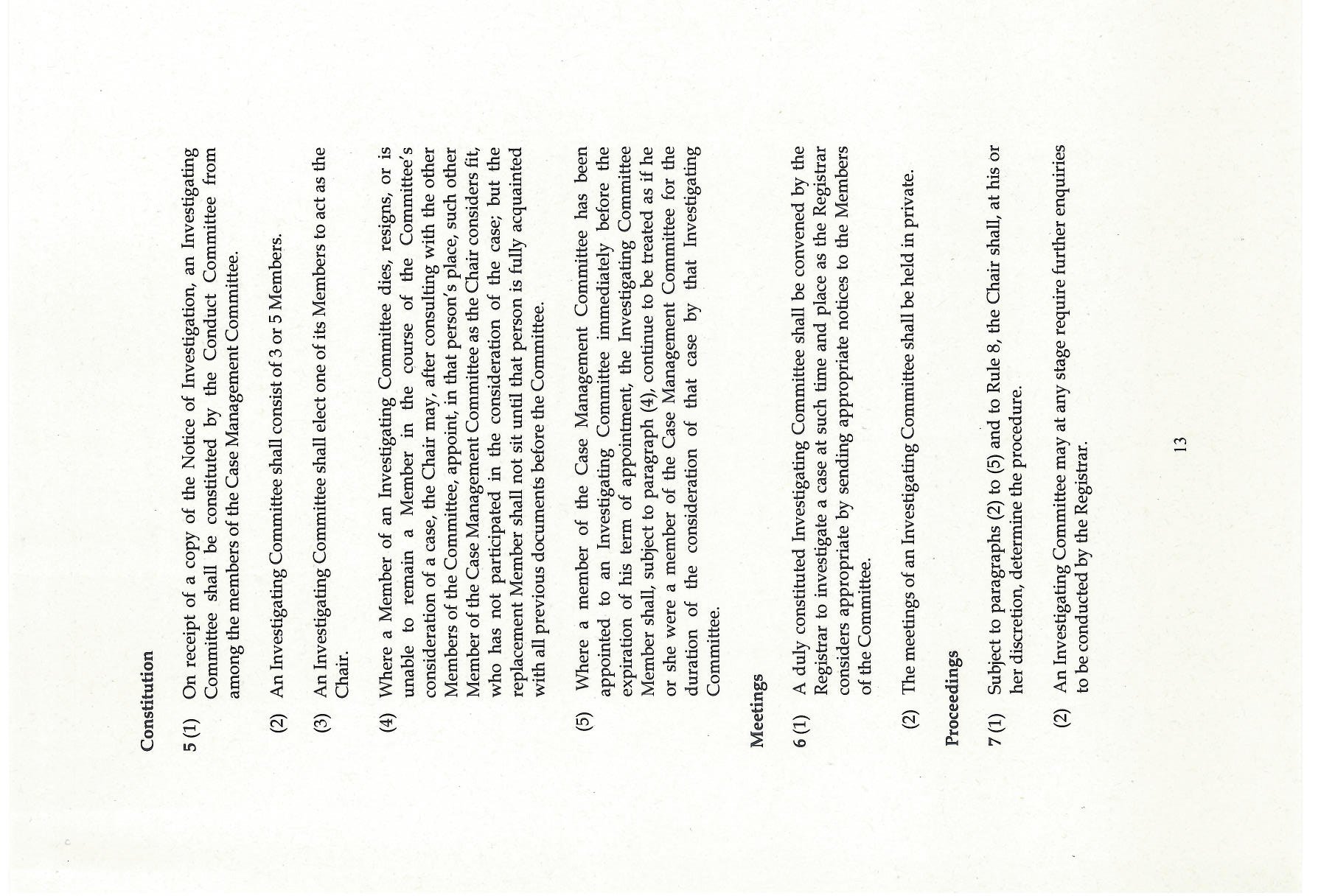 Page 13 of a document outlining the constitution meeting procedures and general proceedings of committees