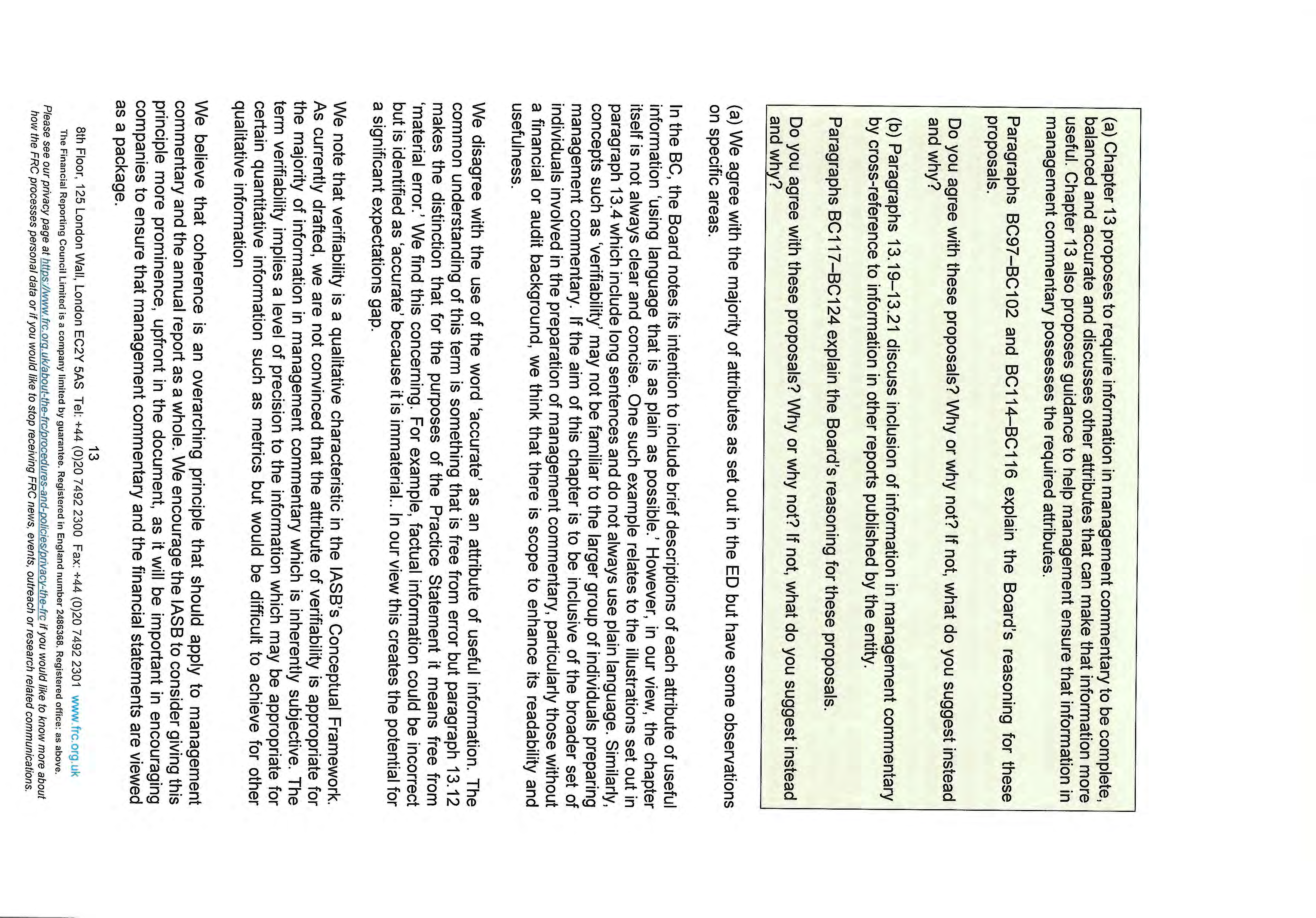 Page on attributes of useful information, management commentary coherence, and qualitative versus quantitative information.