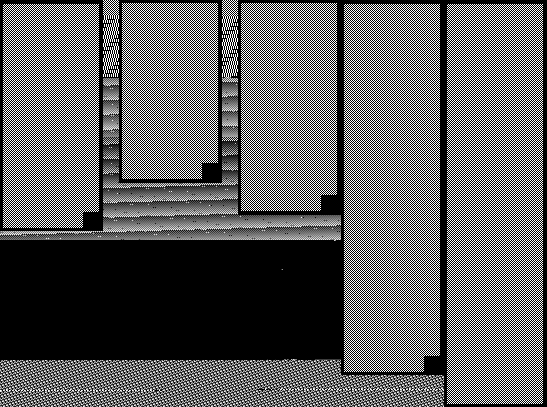 Abstract graphic with multiple vertical grey bars and stepped platforms, depicting a layered or sequential structure.