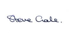 A handwritten signature for "Steve Cale."