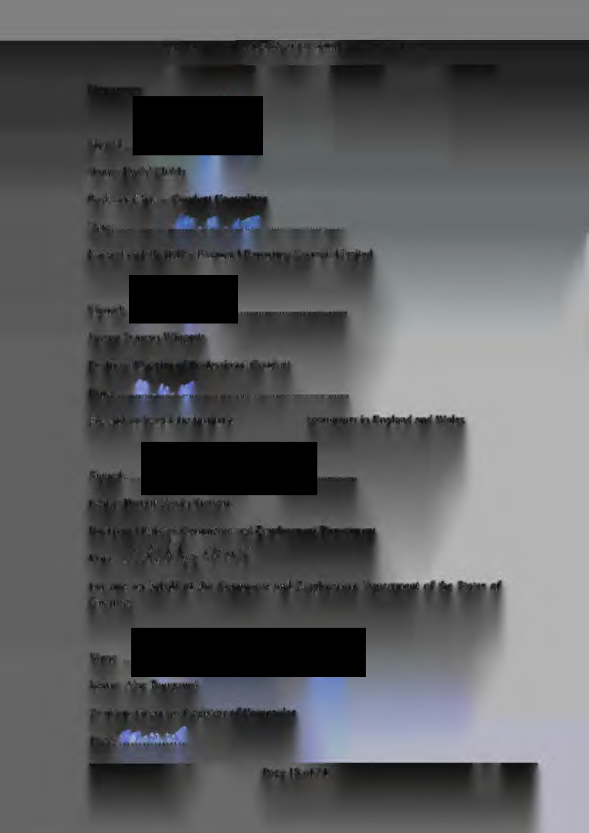 Document page displaying redacted signature fields and associated details, indicating formal document approval.