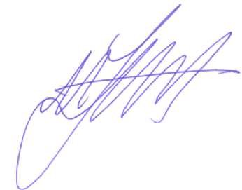 Signature in purple ink