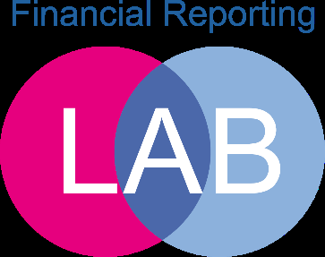 Logo for 'Financial Reporting LAB' depicted with three letters in overlapping circles.