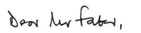 Handwritten salutation 'Dear Mr. Faber,'