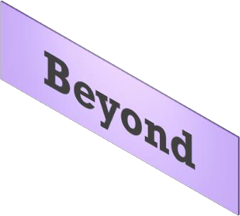 A tilted light purple 3D block with the word "Beyond" prominently displayed on its top surface.