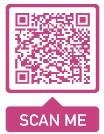 Pink QR code with 'SCAN ME' prompt, providing access to additional content.