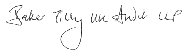 Handwritten signature for Baker Tilly UK Audit LLP