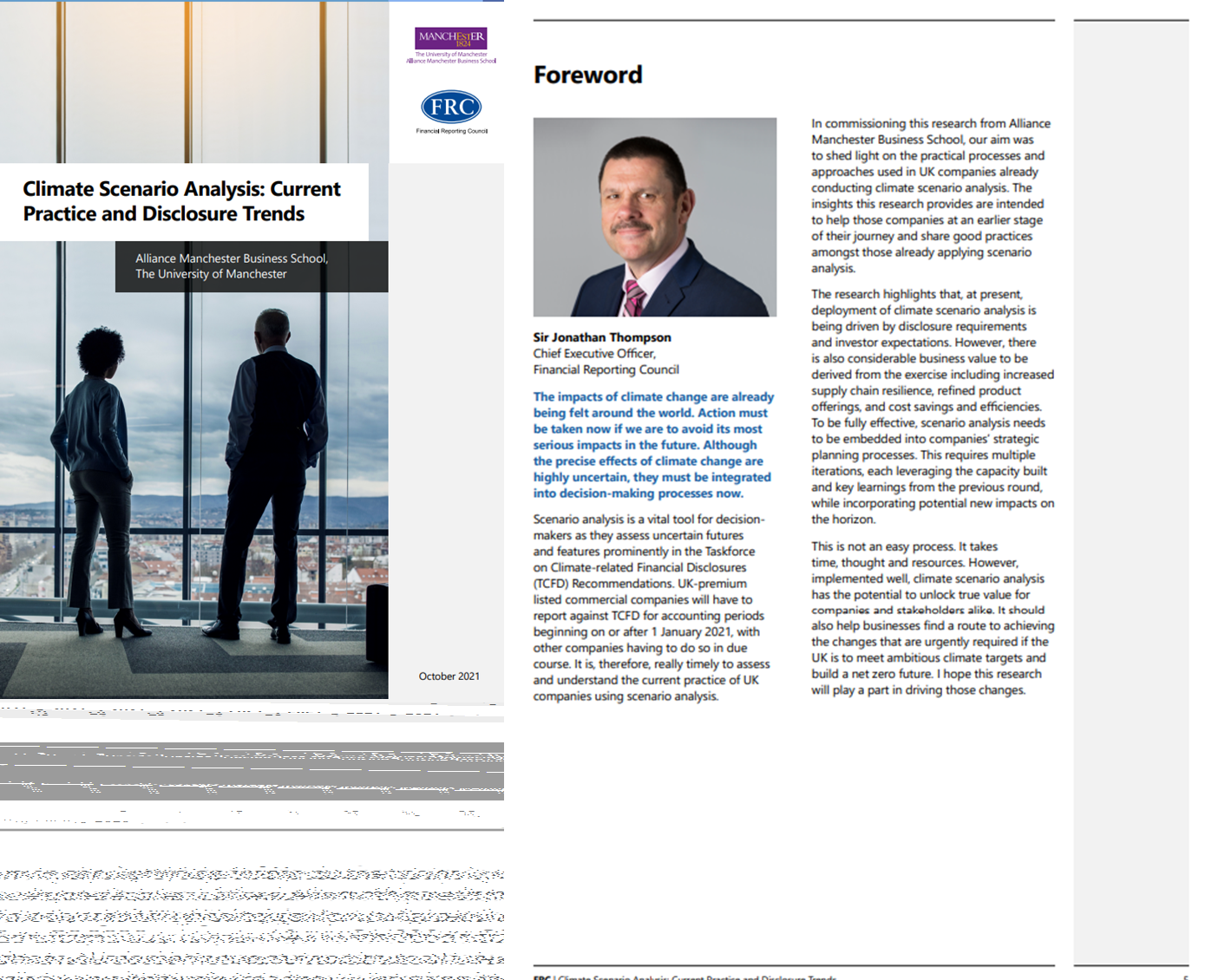 Headshot of Sir Jonathan Thompson, Chief Executive Officer, Financial Reporting Council. The page also features a generic office photo.