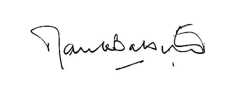 Handwritten signature, likely for authentication or identification.
