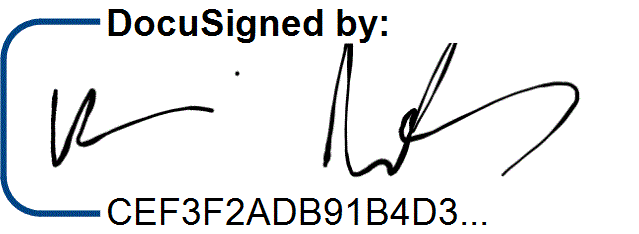 Digital signature and document ID for a DocuSigned document.