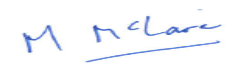 Handwritten signature, likely 'M McLare', with an underscore.