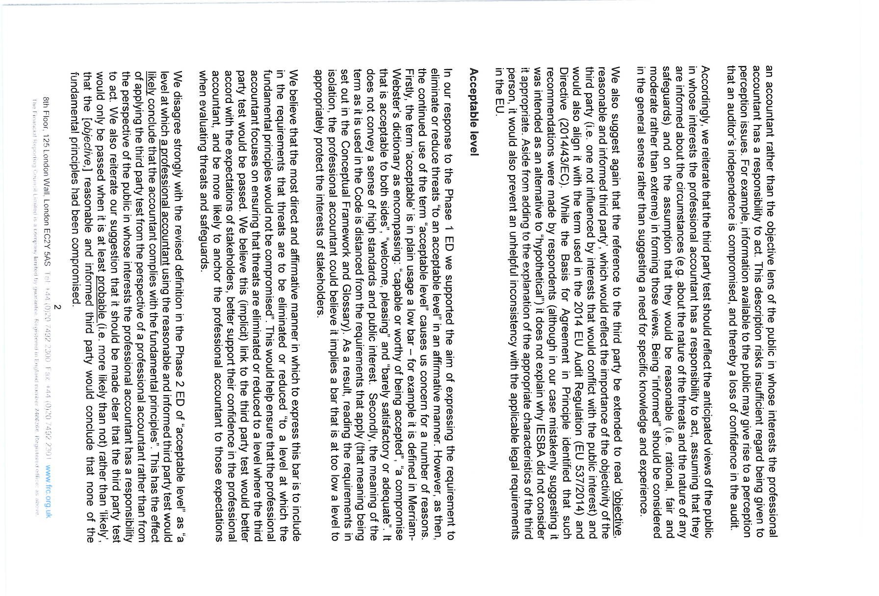 Page discussing acceptable levels of safeguards and interactions with third parties.