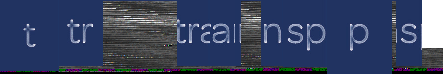 Stylized, fragmented text, including parts of the word 'transparent', displayed on a dark background.