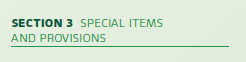 Section 3 heading for "Special Items and Provisions"