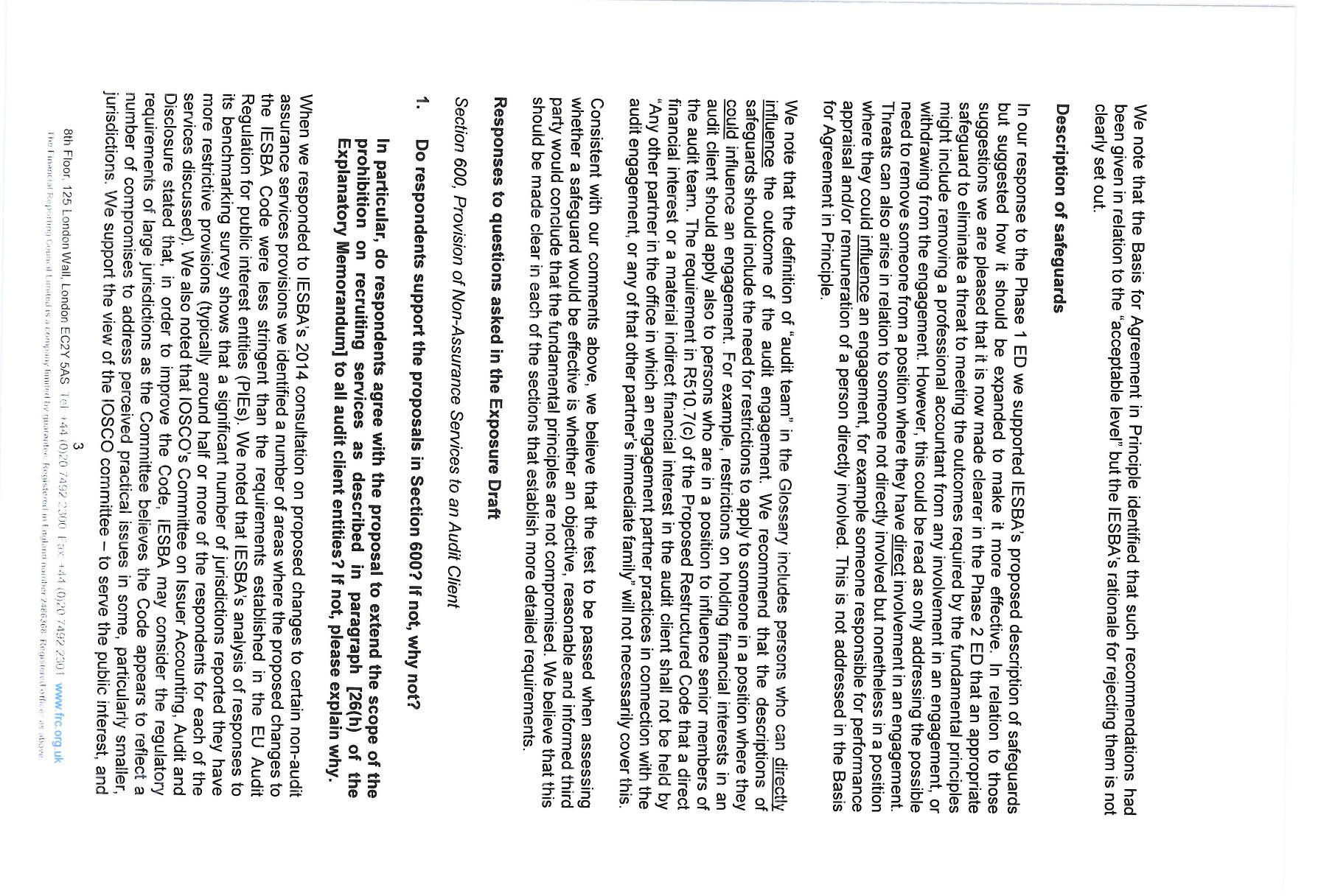 Page detailing safeguards, non-assurance services, and audit client queries.