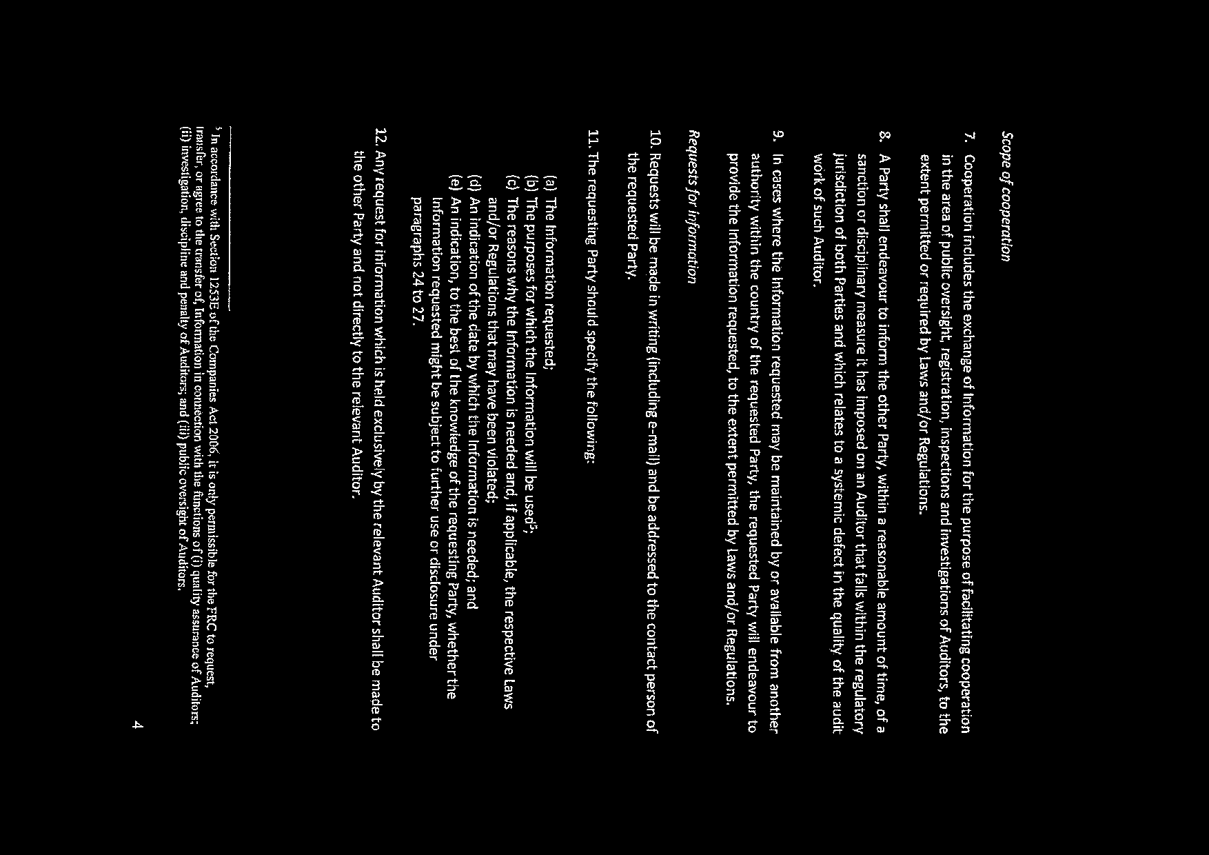 Page 4 of document, detailing scope of cooperation and requests for information procedures.