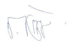 A blue handwritten signature, likely for authorization or identification.