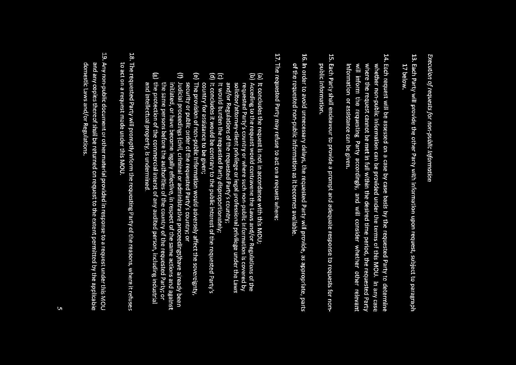 Page 5 of document, detailing execution of requests for non-public information.