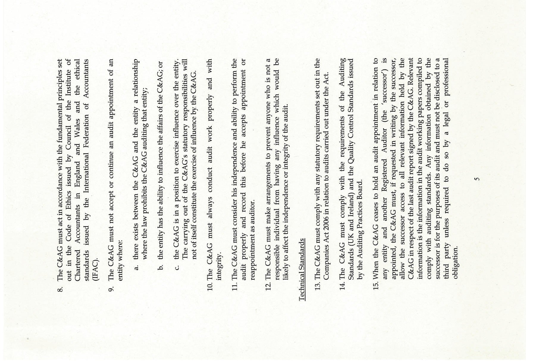 Page 5 of Annex A detailing independence and integrity requirements and technical standards