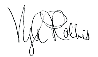 Handwritten signature of "Viola Rollins" in black script on a white background.