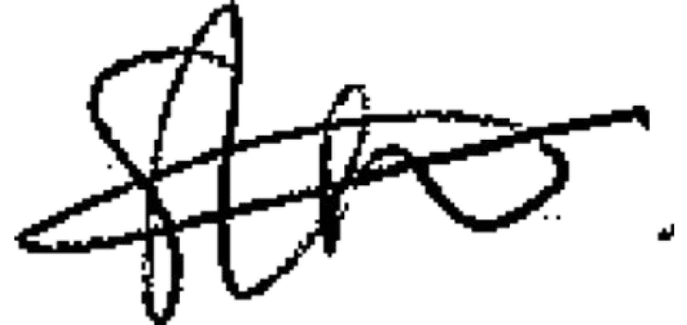 Handwritten signature representing authentication or agreement.