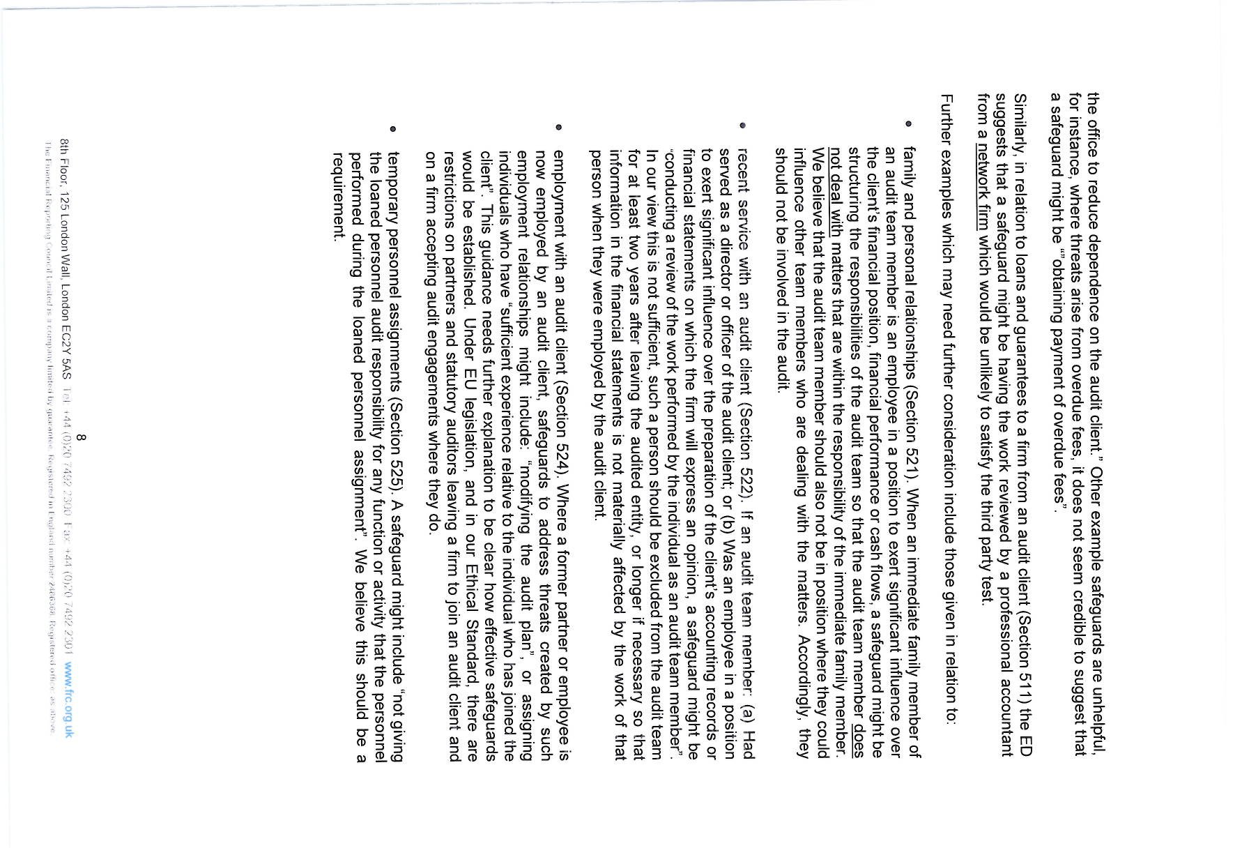 Page detailing specific safeguards related to audit client relationships and personnel.