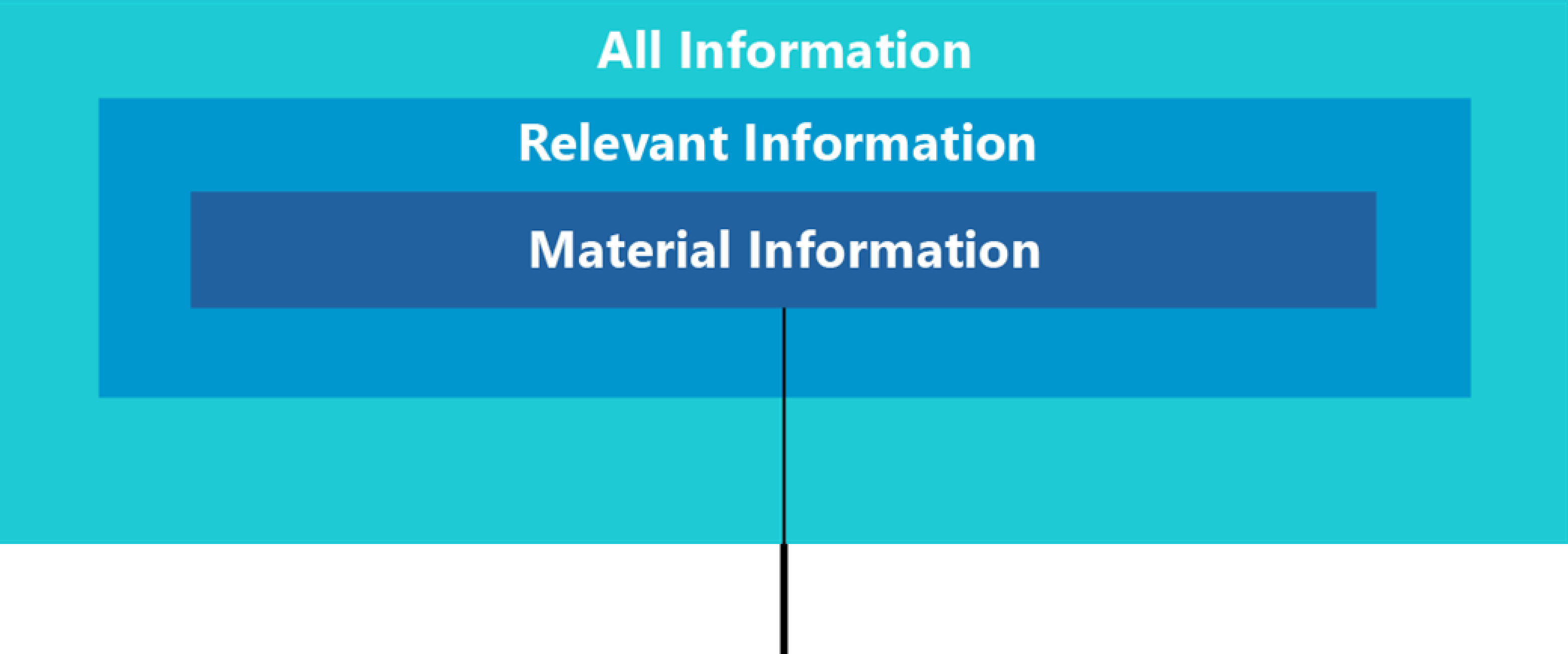 Diagram showing nested boxes: 'All Information' containing 'Relevant Information', which contains 'Material Information'. An arrow points down from 'Material Information'.
